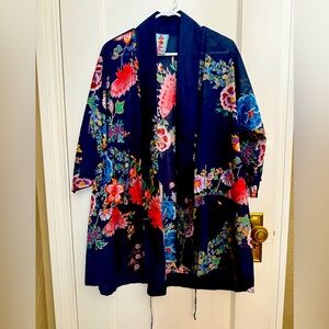 Johnny Was Blue Floral Kimono Robe Intimates Sleepwear